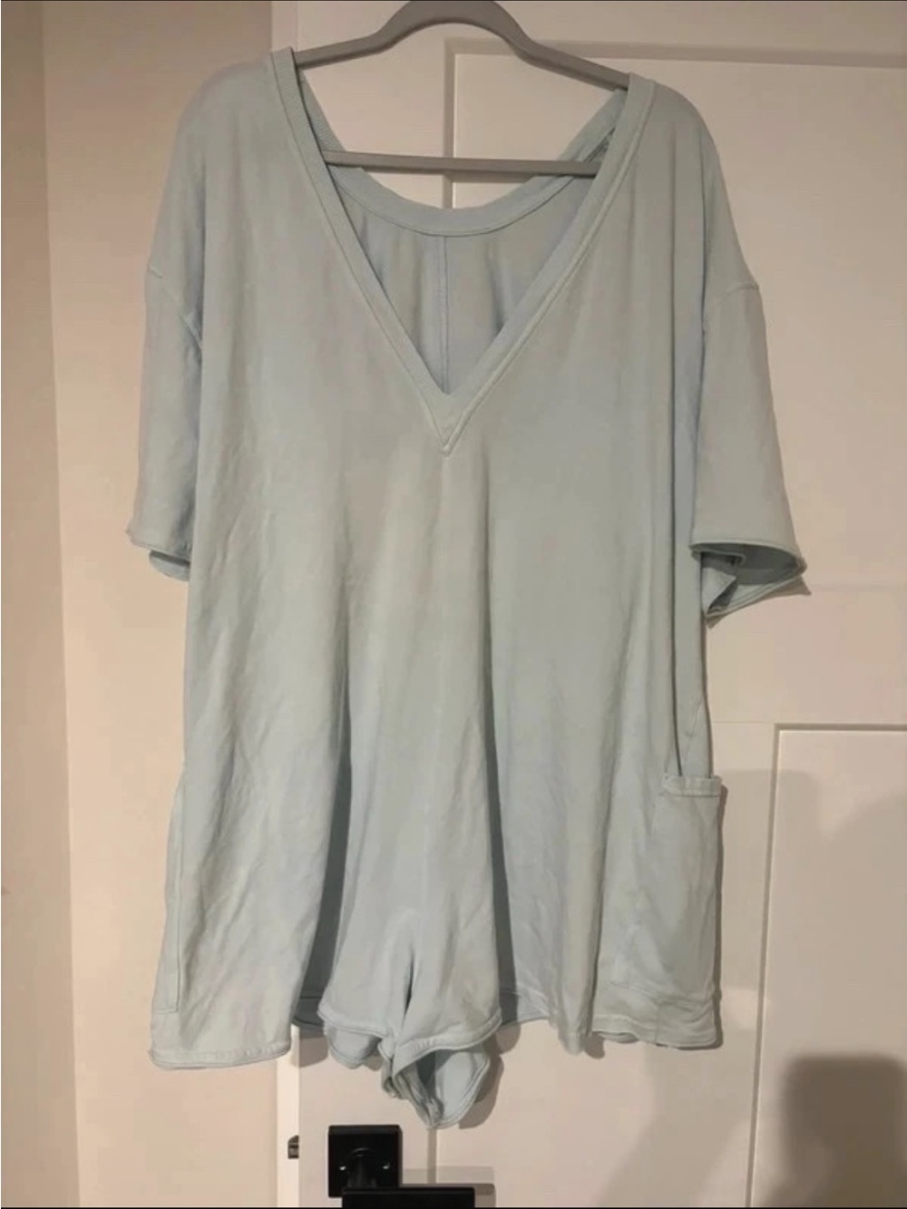 Free People Light Blue V-Neck Romper